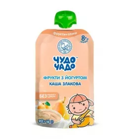 Пюре Чудо-Чадо фрукти та йогурт каша злакова 90г (пауч)