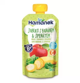 *Пюре Hamanek яблоко с бананами и шпинатом (пауч) 100г