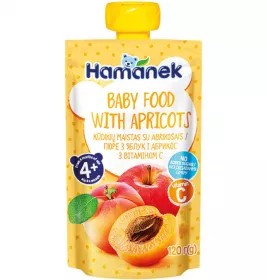 Пюре Hamanek яблоко с абрикосом 120 г (пауч)