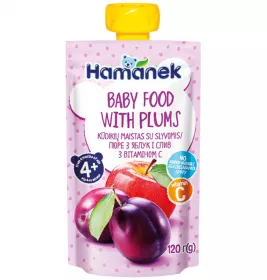 Пюре Hamanek яблоко с сливой 120 г (пауч)