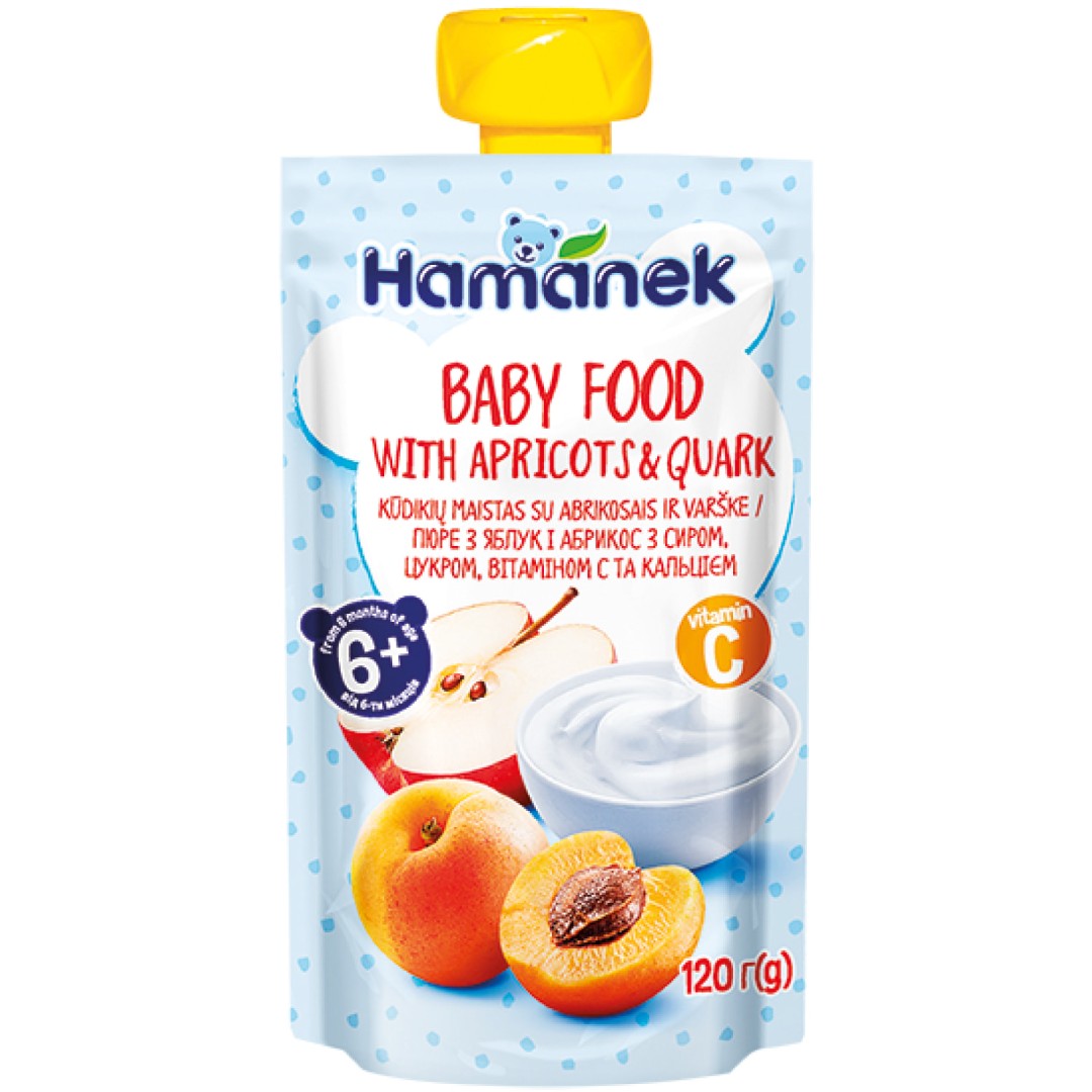 Пюре Hamanek яблоко, абрикос с творогом 120 г (пауч) Пюре Hamanek яблоко, абрикос с творогом 120 г (пауч)