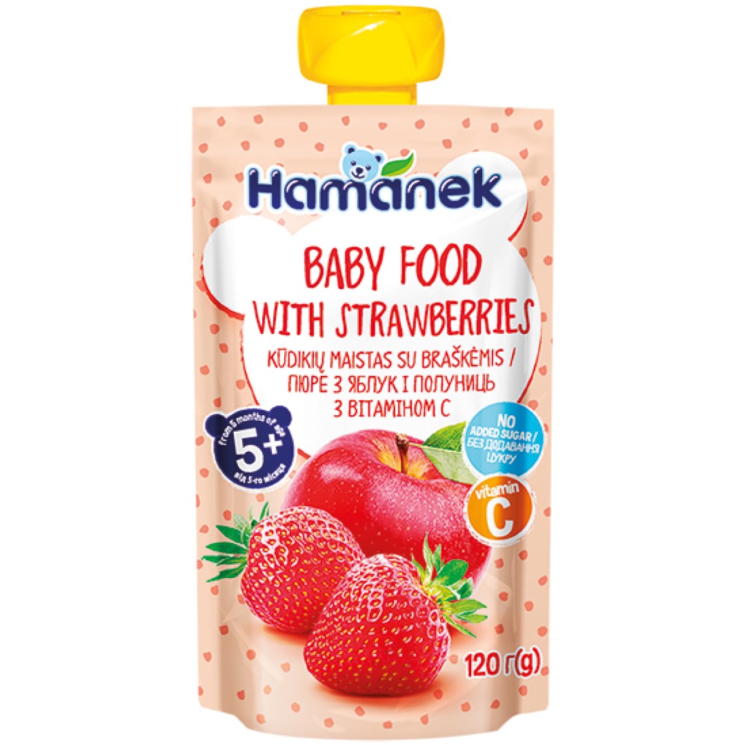 Пюре Hamanek яблоко с клубникой 120 г (пауч) Пюре Hamanek яблоко с клубникой 120 г (пауч)