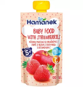 Пюре Hamanek яблоко с клубникой  120 г (пауч)