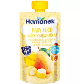 Пюре Hamanek груша и банан  120 г (пауч)