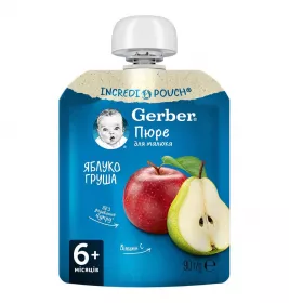 Пюре Gerber Яблоко и груша 90 г (пауч)