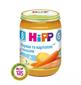 Пюре HiPP 6105 рибо-овочеве Морква та картопля з лососем 190г