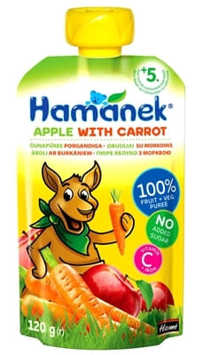 Пюре Hamanek яблуко з морквою 120 г (пауч)