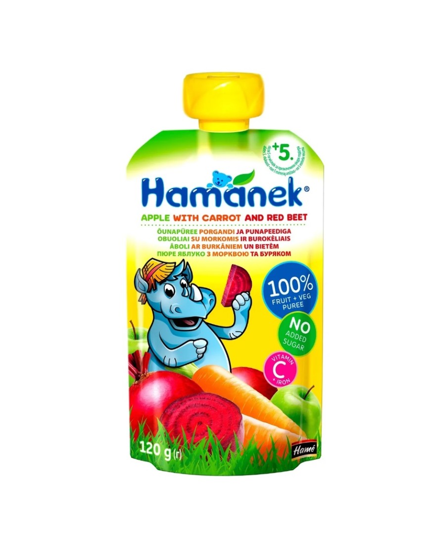 *Пюре Hamanek яблоко с морковью и буряком120 г (пауч) *Пюре Hamanek яблоко с морковью и буряком120 г (пауч)