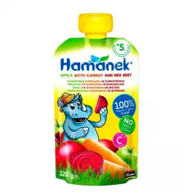 Пюре Hamanek яблуко з морквою та буряком120 г (пауч)
