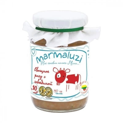 *Пюре Marmaluzi рагу из говядины стекло 190 г *Пюре Marmaluzi рагу из говядины стекло 190 г