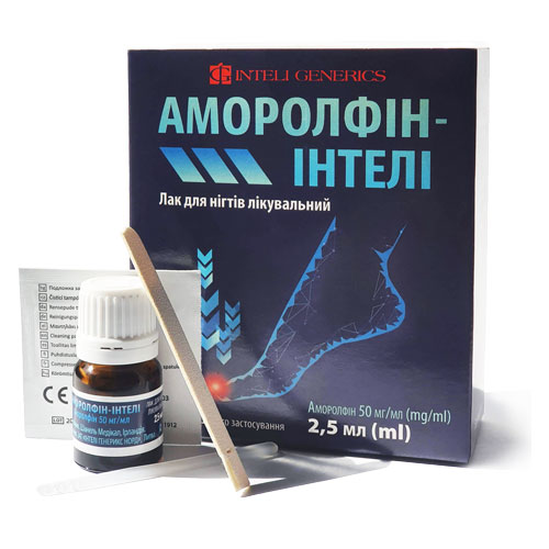 Аморолфін-Інтелі лак д/нігт.50мг/мл 2,5мл фл.№1+пилоч.салф.шпат.