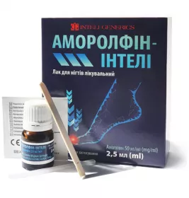 Аморолфін-Інтелі лак д/нігт.50мг/мл 2,5мл фл.№1+пилоч.салф.шпат.
