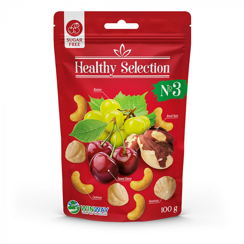 *Суміш горіхів та фруктів №3 Healthy Selection(без сахара) WINWAY 100г
