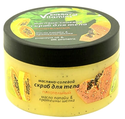 *Скраб Смачні секрети олійно-сольовий для тіла Поживний Олія Папайї/протеїни шовку 250 мл