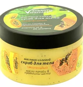 *Скраб Смачні секрети олійно-сольовий для тіла Поживний Олія Папайї/протеїни шовку 250 мл