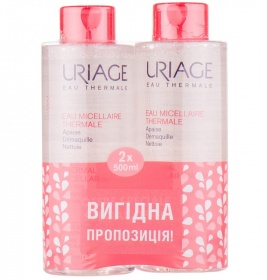 Вода Uriage міцелярна термальна для чутливої шкіри обличчя 500 мл х 2 шт