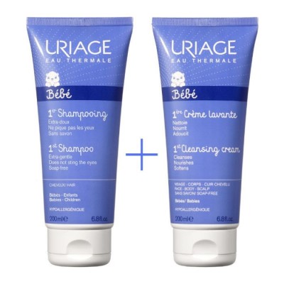 *Набір Uriage Перший екстра м'який шампунь для дітей та немовлят 200мл+BEBE 1-й Очищуючий крем 200мл