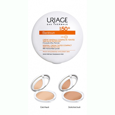 *Крем-пудра Uriage Бар'єсан сонцезахисна мінеральна SPF50+ тон світлий 10 г