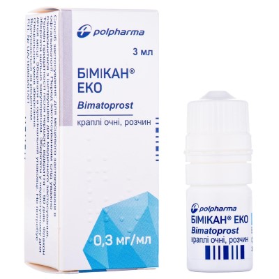 *Бімікан краплі очні р-н 0,3 мг/мл фл.-крап. 3 мл №1