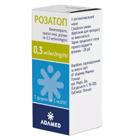 Розатоп краплі очні 0,3 мг/мл по 3 мл у флаконі 1 шт.