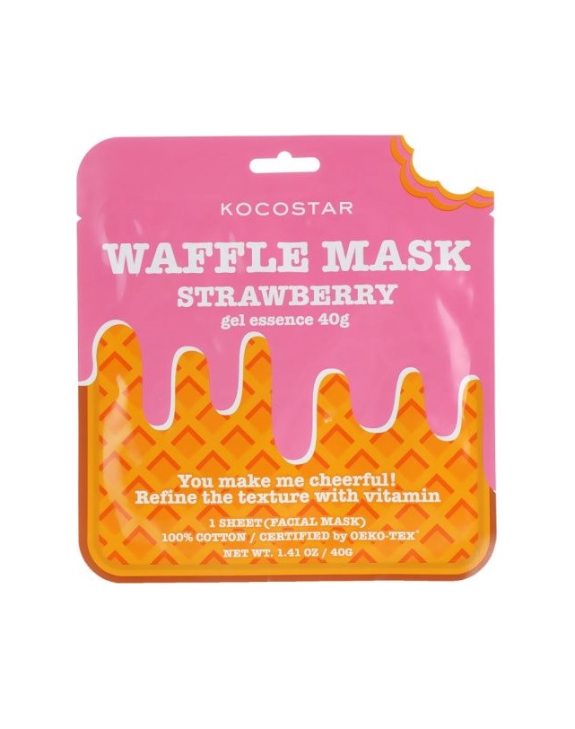 *Маска Kocostar вафельная тонізуюча Полуничний фреш для обличчя
