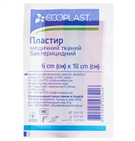 Лейкопластырь ECOPLAST медицинский тканый бактерицидный 6*10см