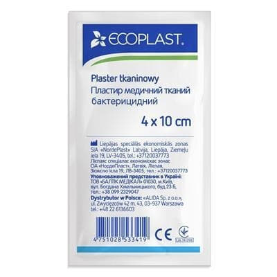 *Лейкопластир ECOPLAST мед. тканий бактеріцидний 4см*10см
