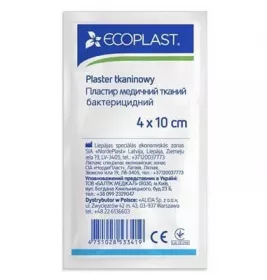 *Лейкопластир ECOPLAST мед. тканий бактеріцидний 4см*10см
