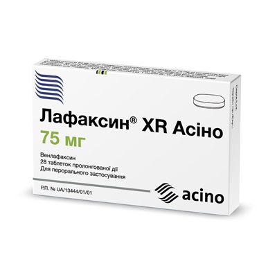 Лафаксин XR таблетки по 75 мг 28 шт. (14х2)