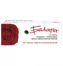 Белара таблетки по 2 мг/0.03 мг 21 шт.