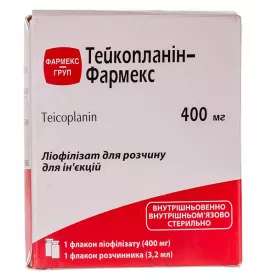 Тейкопланин-Фармекс порошок по 400 мг во флаконе 1 шт.