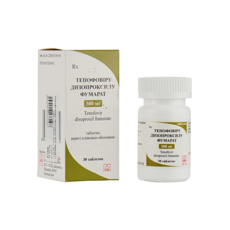 Тенофовіру дизопроксилу фумарат таблетки по 300 мг 30 шт. у контейнері