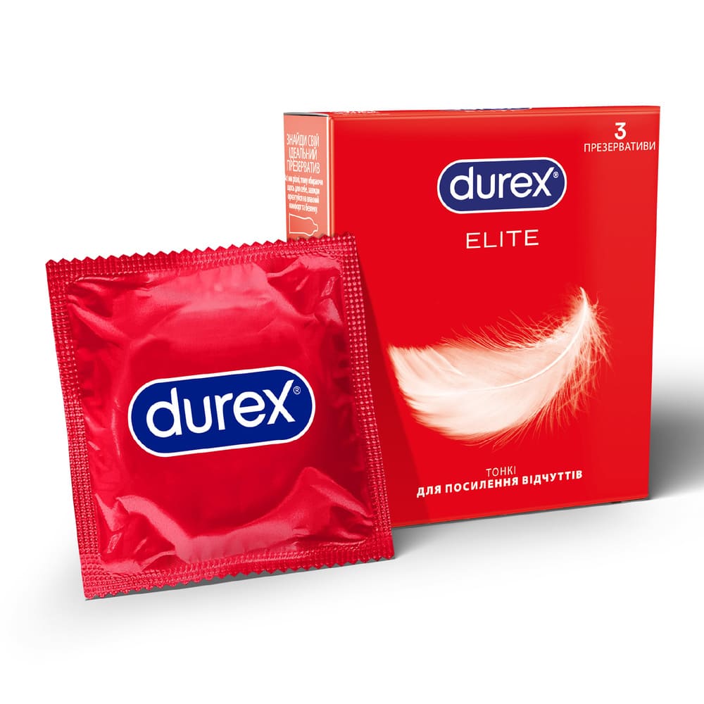 Презервативи латексні з силіконовою змазкою  DUREX®  Elite (тонкі), З шт