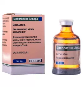Цисплатина Аккорд концентрат 1 мг/мл по 50 мл у флаконі 1 шт.