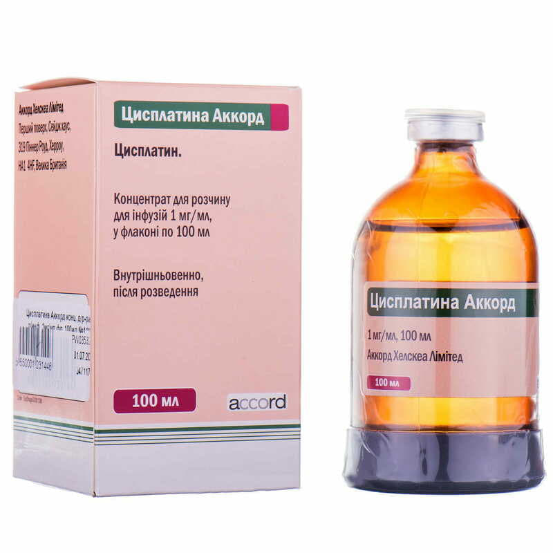 Цисплатина Аккорд концентрат 1 мг/мл по 100 мл у флаконі 1 шт.
