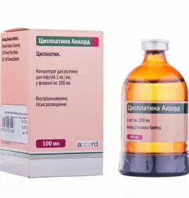 Цисплатина Аккорд концентрат 1 мг/мл по 100 мл у флаконі 1 шт.