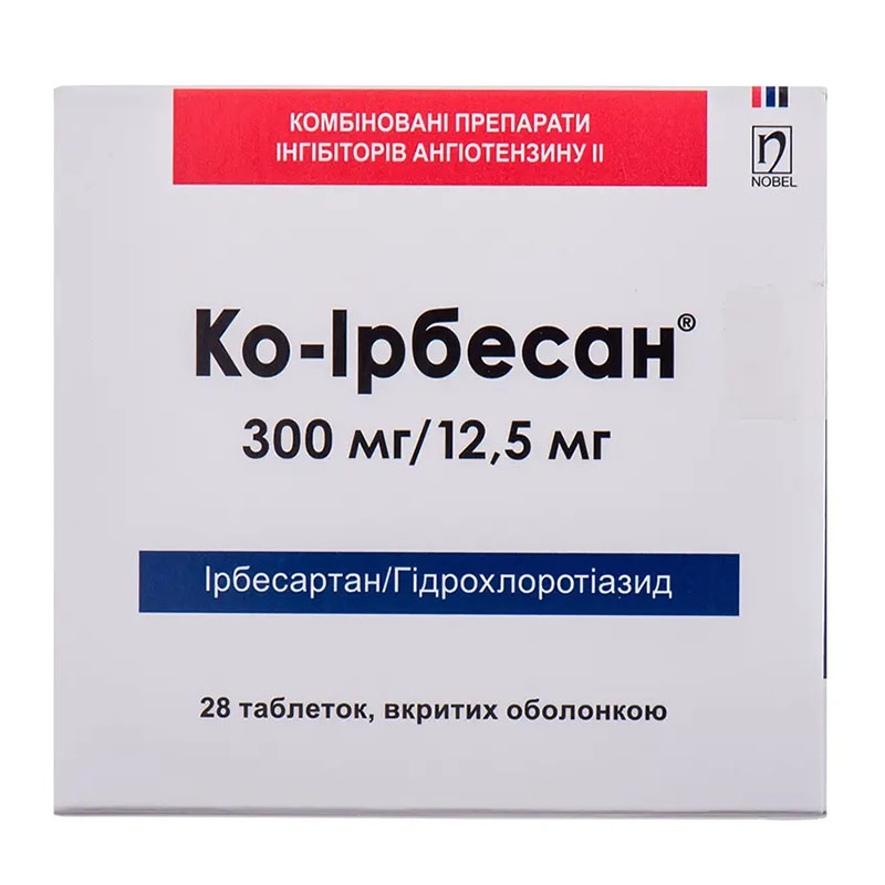 Ко-Ирбесан таблетки по 300 мг/12.5 мг 28 шт. (14х2) Ко-Ирбесан таблетки по 300 мг/12.5 мг 28 шт. (14х2)