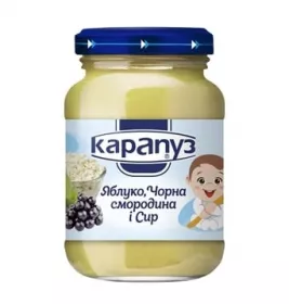 *Пюре Карапуз яблоко-черная смородина с творогом 125г