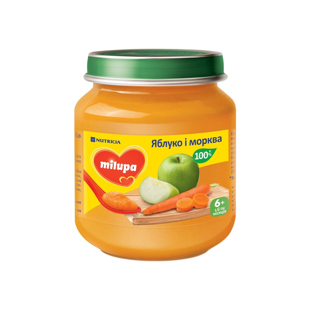 *Пюре Milupa фруктове Яблуко i морква від 6 міс. 125г