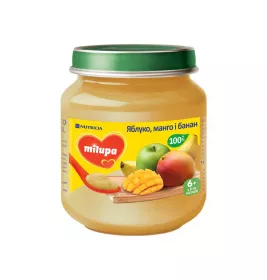Пюре Milupa фруктове Яблуко, манго і банан від 6 міс. 125г