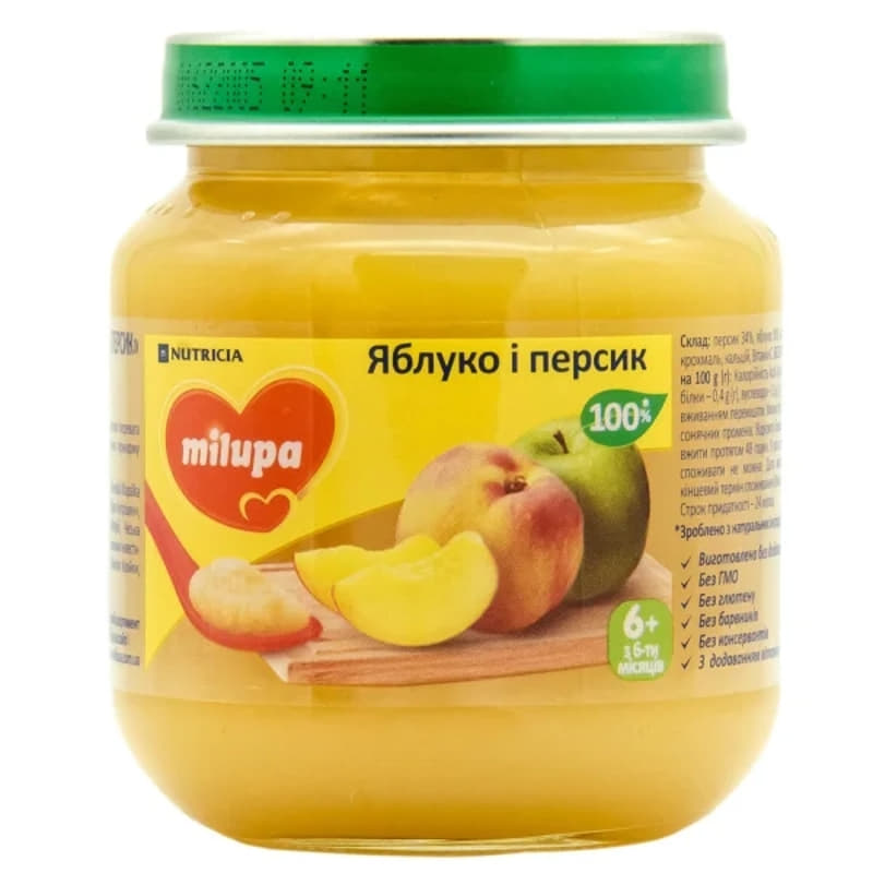 Пюре Milupa фруктове Яблуко і Персик 125г