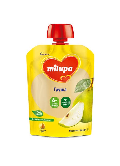 *Пюре Milupa фруктовое Груша от 6 мес. 80г (пауч) *Пюре Milupa фруктовое Груша от 6 мес. 80г (пауч)