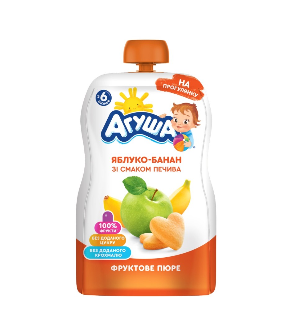 *Пюре Агуша Яблуко-банан-печиво 90 г (пауч)