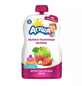 *Пюре Агуша Яблуко-полуниця-малина 90 г (пауч)