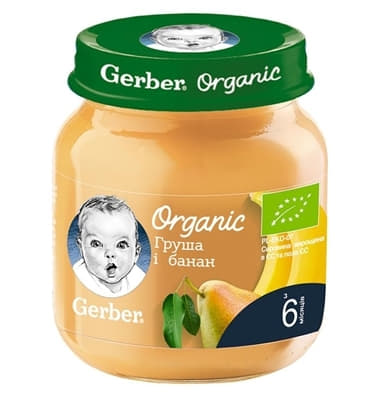 *Пюре Gerber фруктовое Органичные груша и банан 125г