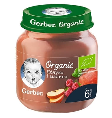 Пюре Gerber фруктове Органічні яблуко і малина 125г