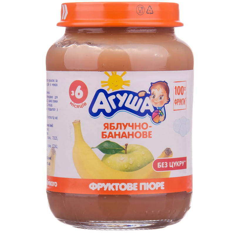 Пюре Агуша Яблучно-бананове для дітей з 6 місяців 190г