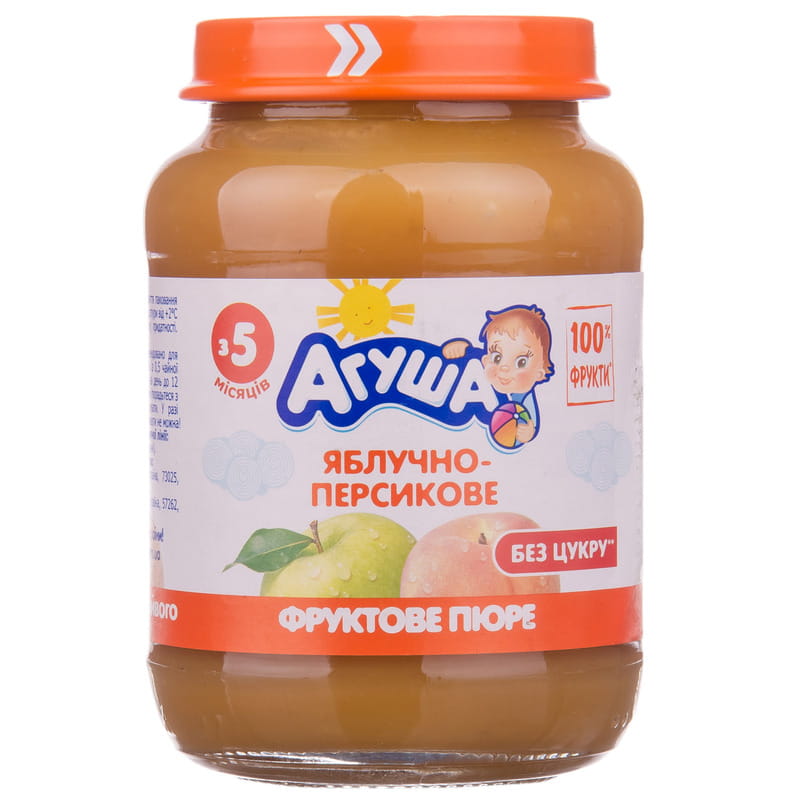 Пюре Агуша Яблучно-персикове для дітей з 5 місяців 190г