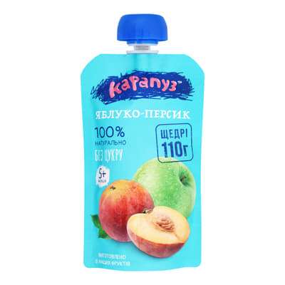 *Пюре Карапуз яблуко-персик 110г пауч