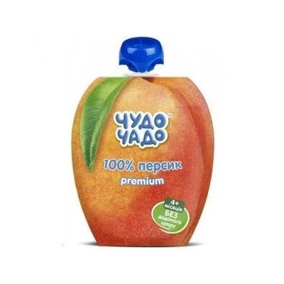 *Пюре Чудо-чадо з персиків без цукру Premium 90 г (пауч)